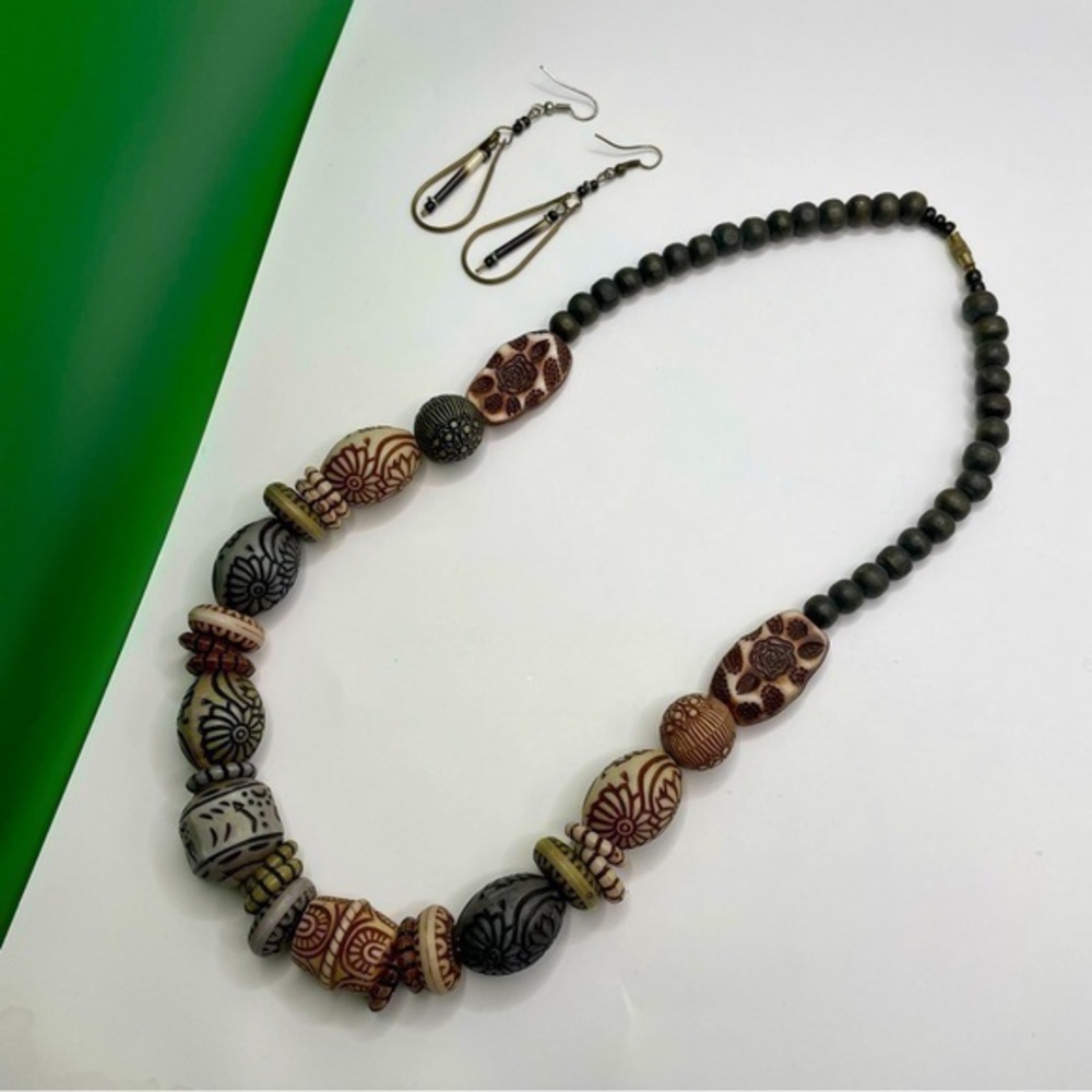 African ❤️ Jewelry Necklace Earrings Artisan Set Kenyan Tribal Beaded Colorful